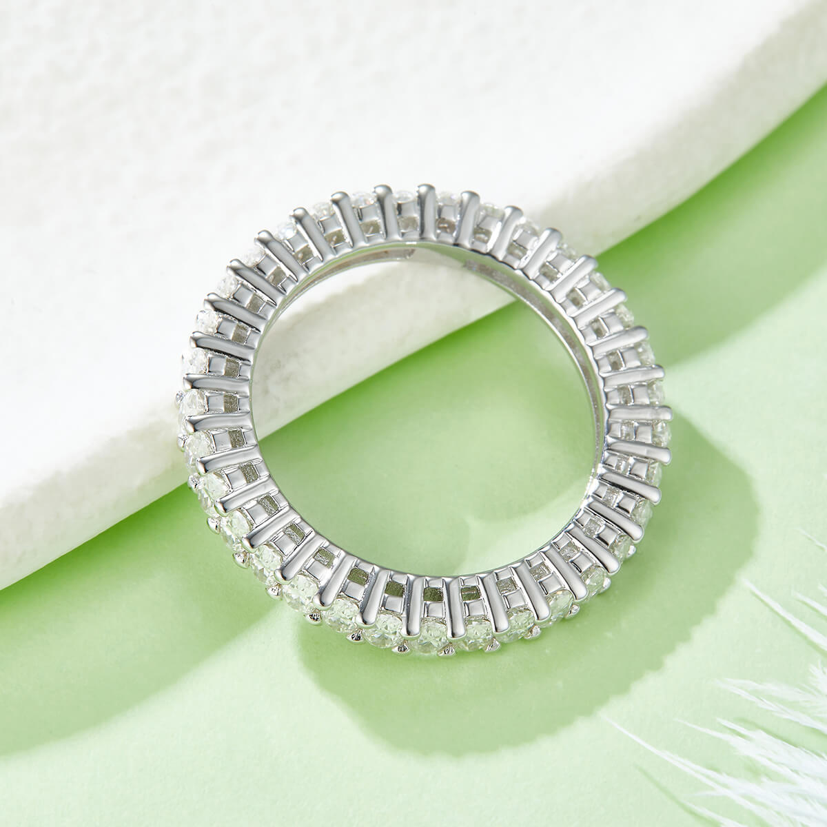Full pave oval cut Moissanite wedding band