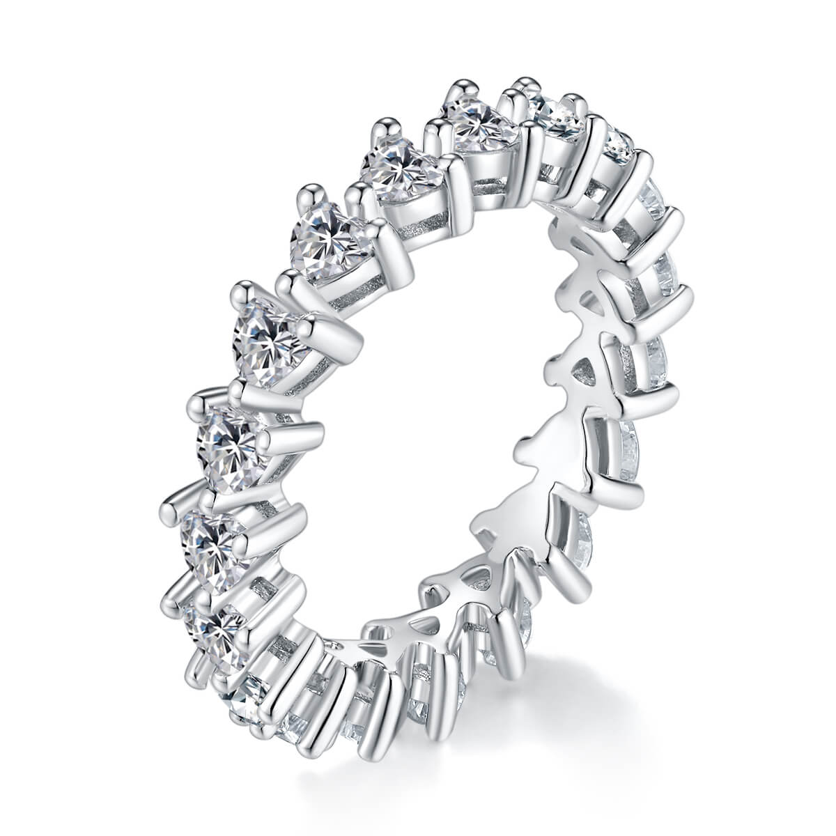 Full pave heart cut Moissanite wedding band