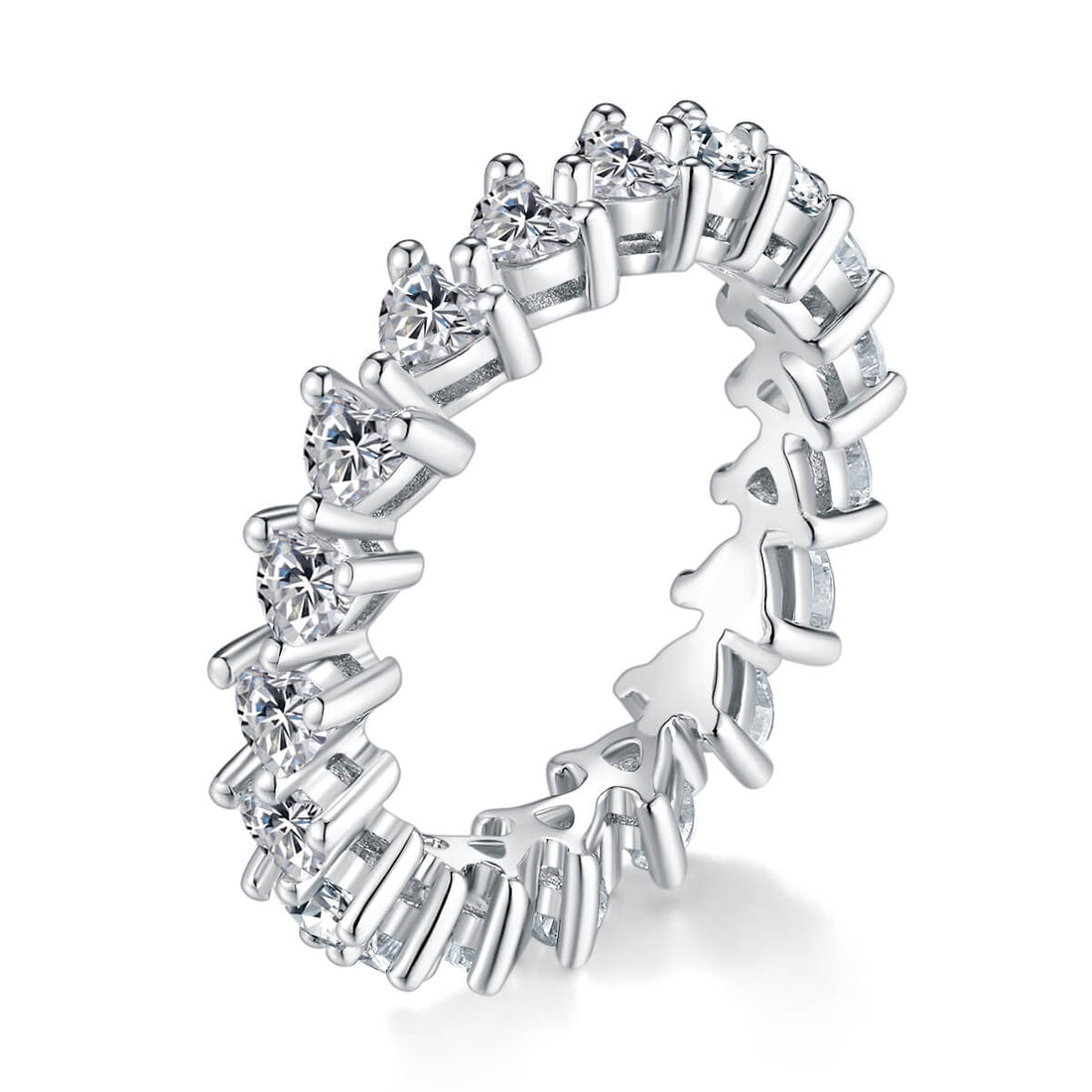 Full pave heart cut Moissanite wedding band