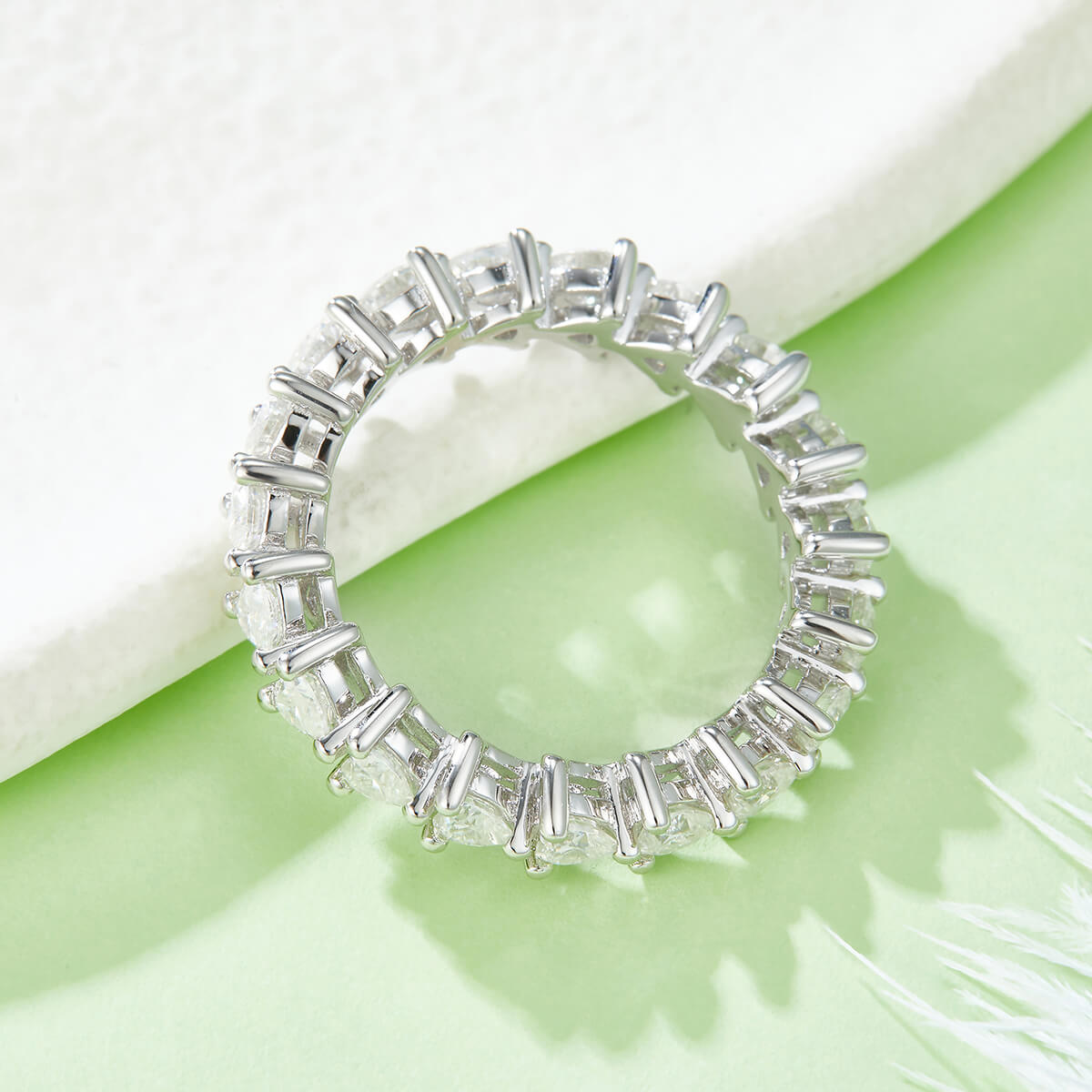 Full pave heart cut Moissanite wedding band