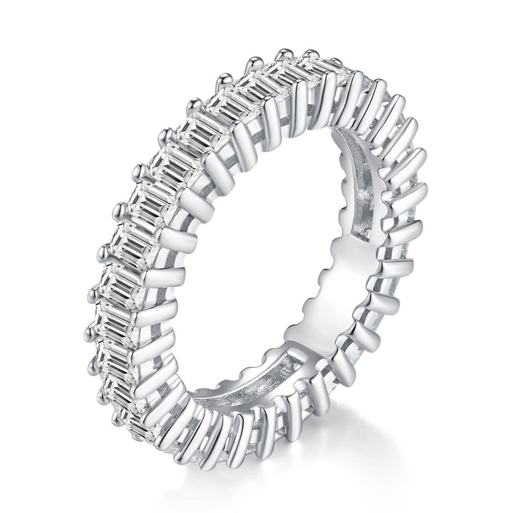 Full pave emerald cut Moissanite wedding band