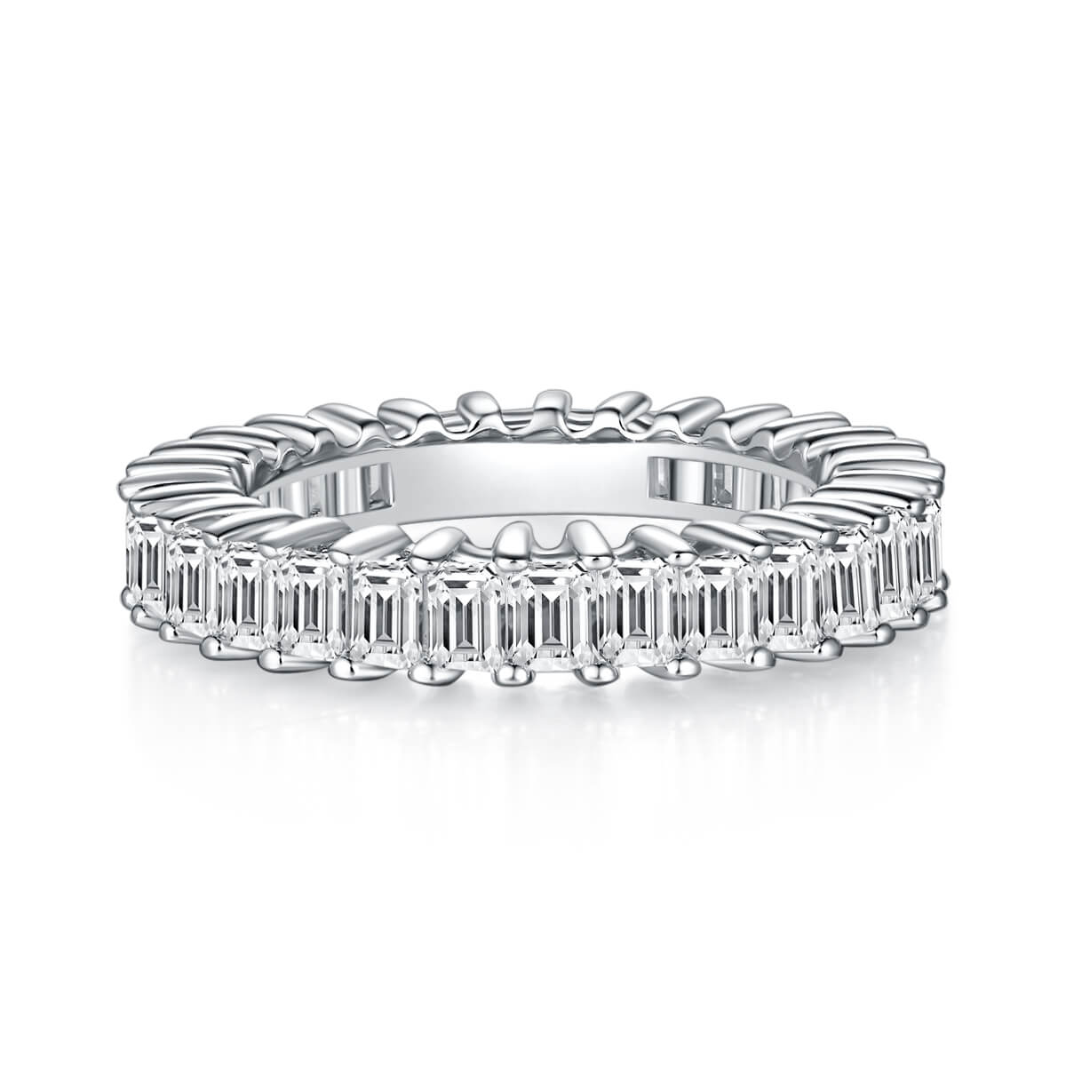 Full pave emerald cut Moissanite wedding band