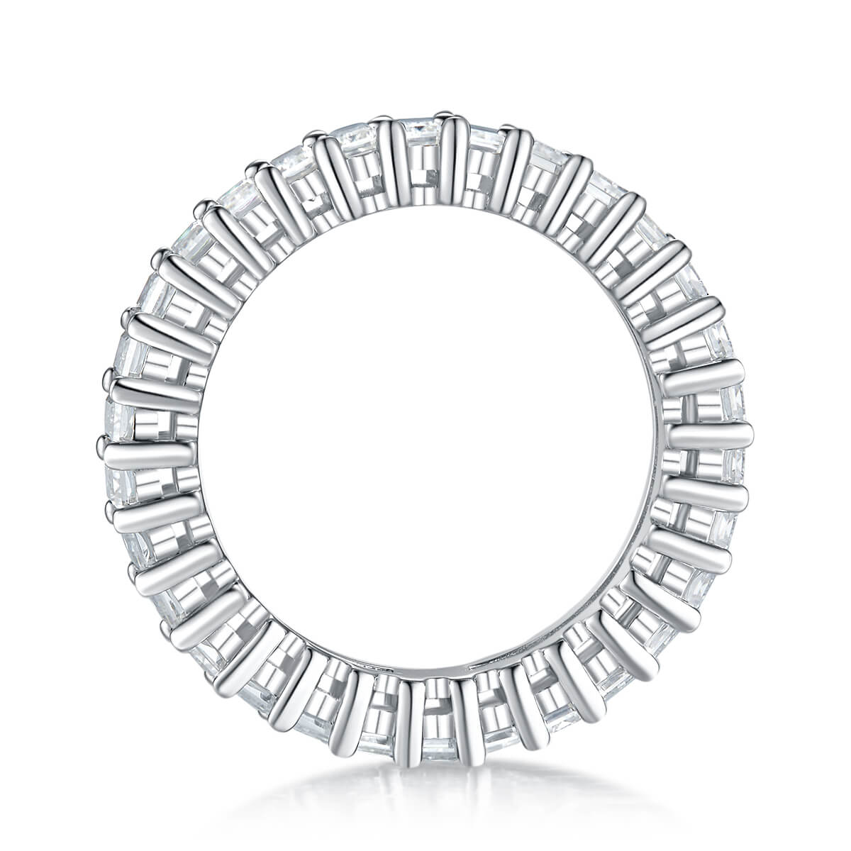 Full pave emerald cut Moissanite wedding band