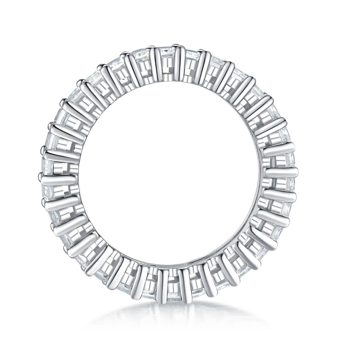 Full pave emerald cut Moissanite wedding band