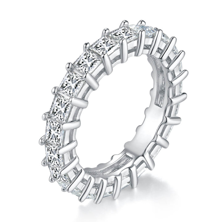 Full pave princess cut Moissanite wedding band