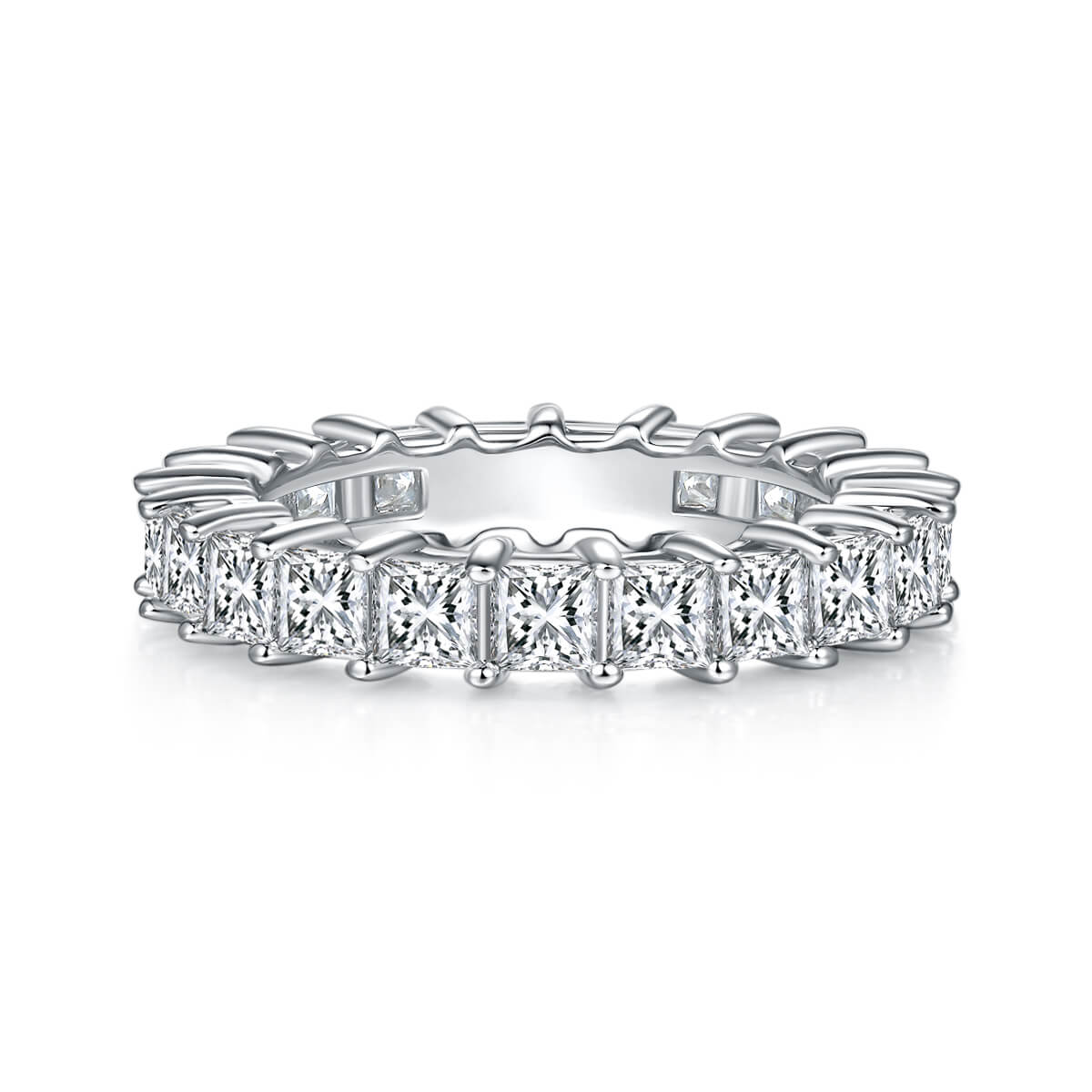 Full pave princess cut Moissanite wedding band