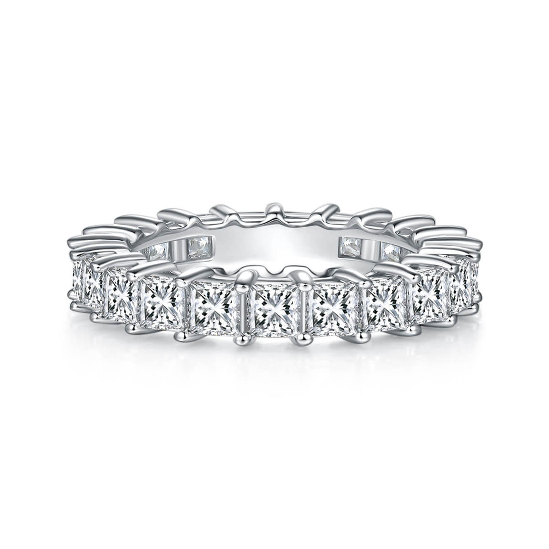 Full pave princess cut Moissanite wedding band