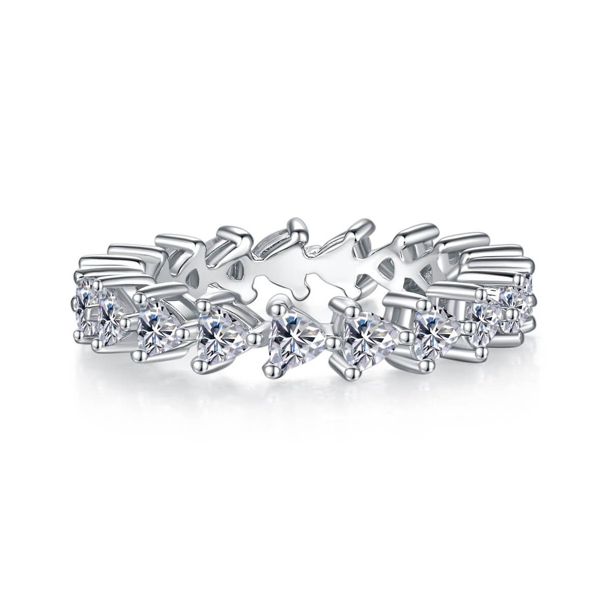 Full pave trillion cut Moissanite wedding band