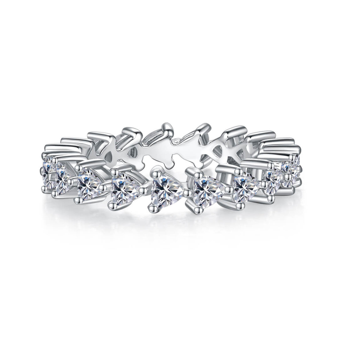 Full pave trillion cut Moissanite wedding band