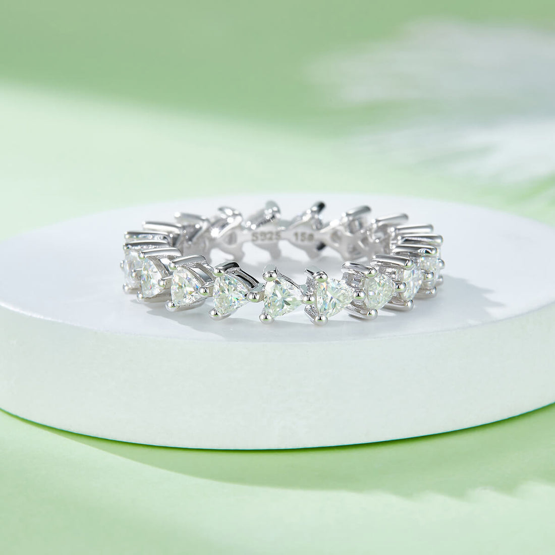 Full pave trillion cut Moissanite wedding band