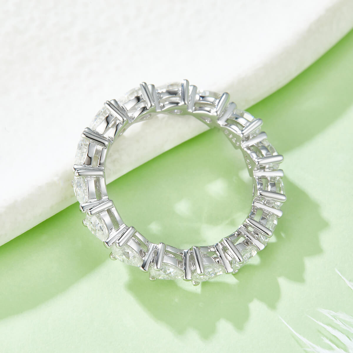 Full pave pear cut Moissanite wedding band