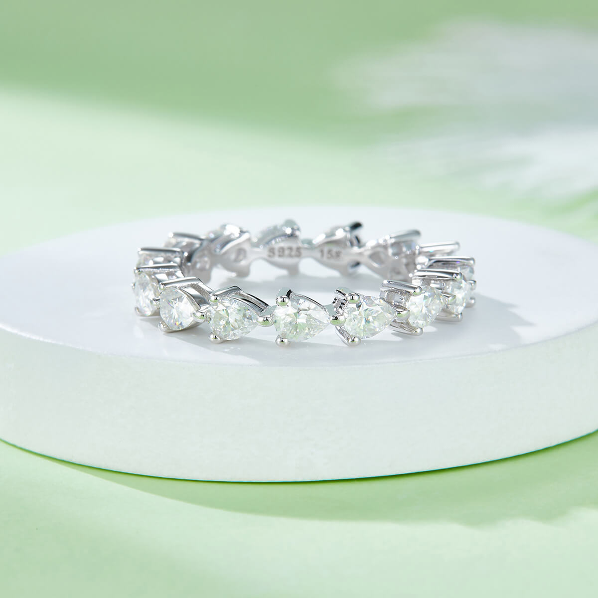 Full pave pear cut Moissanite wedding band