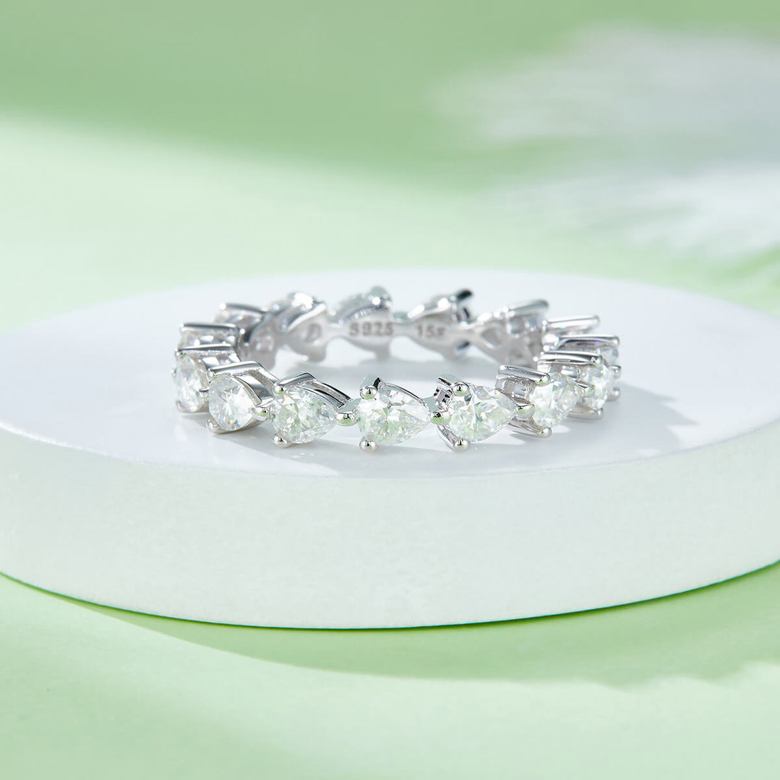 Full pave pear cut Moissanite wedding band