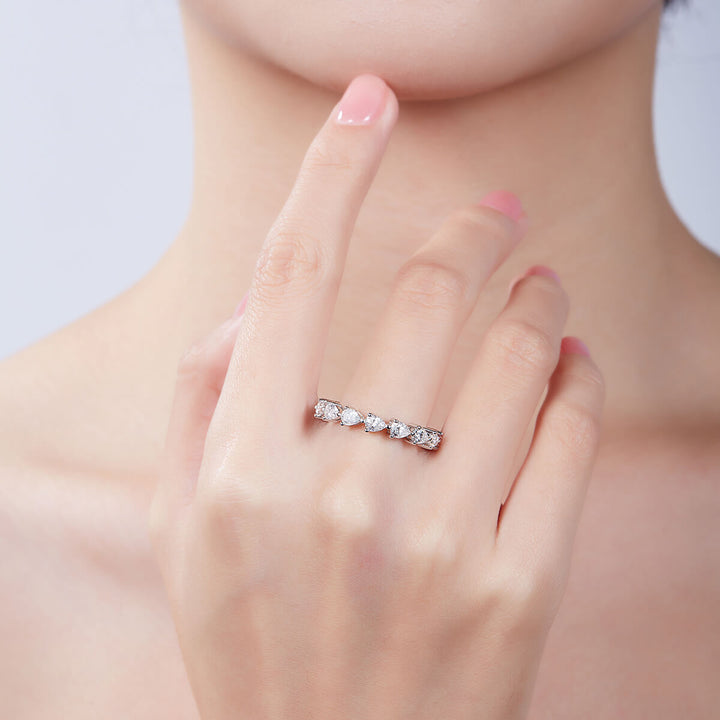 Full pave pear cut Moissanite wedding band