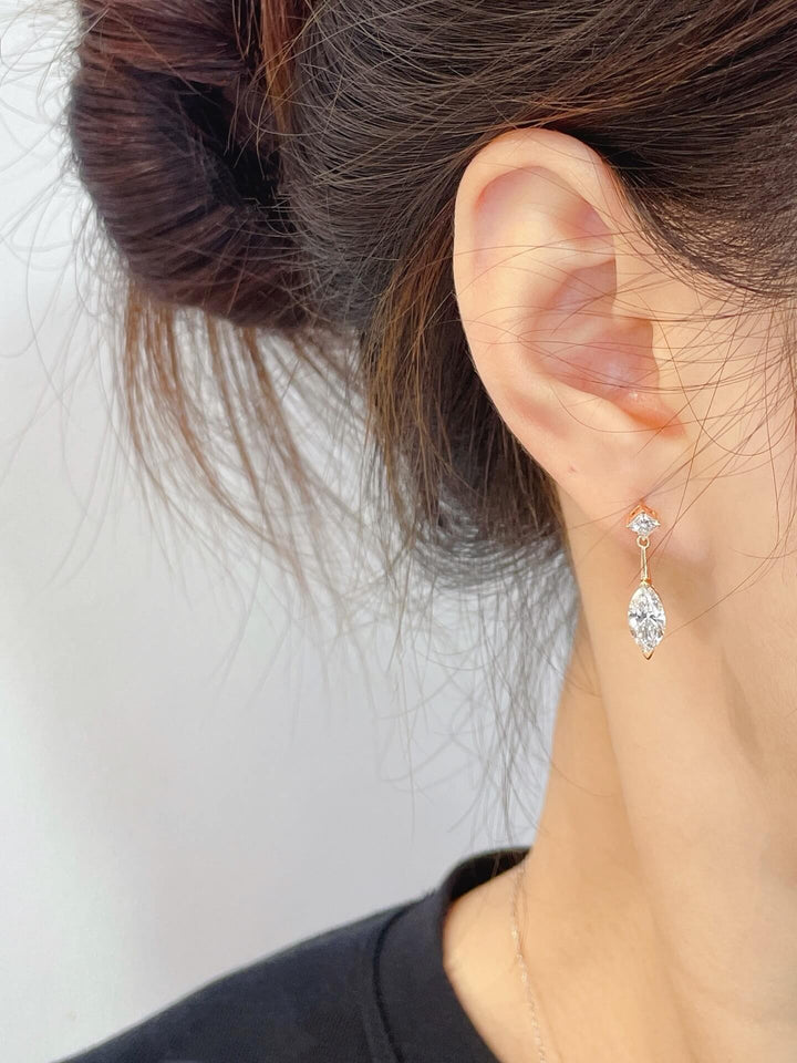 Marquise and princess cut lab grown diamond earrings stud