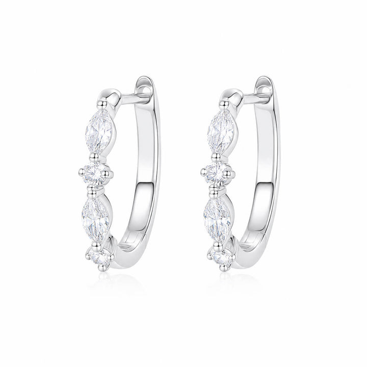 Marquise and round cut lab grown diamond hoop earrings