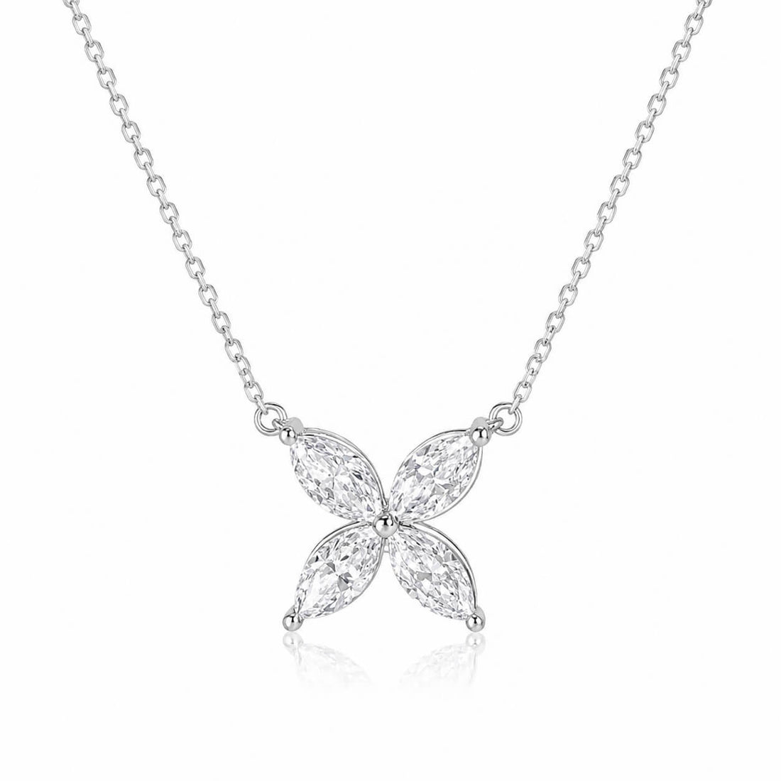 Marquise cut four-leaf clover diamond pendant necklace