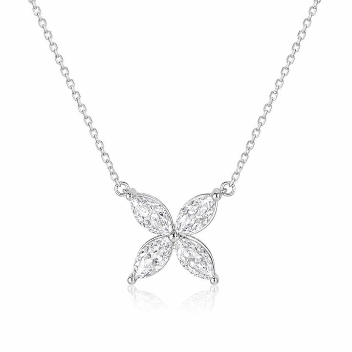 Marquise cut four-leaf clover diamond pendant necklace