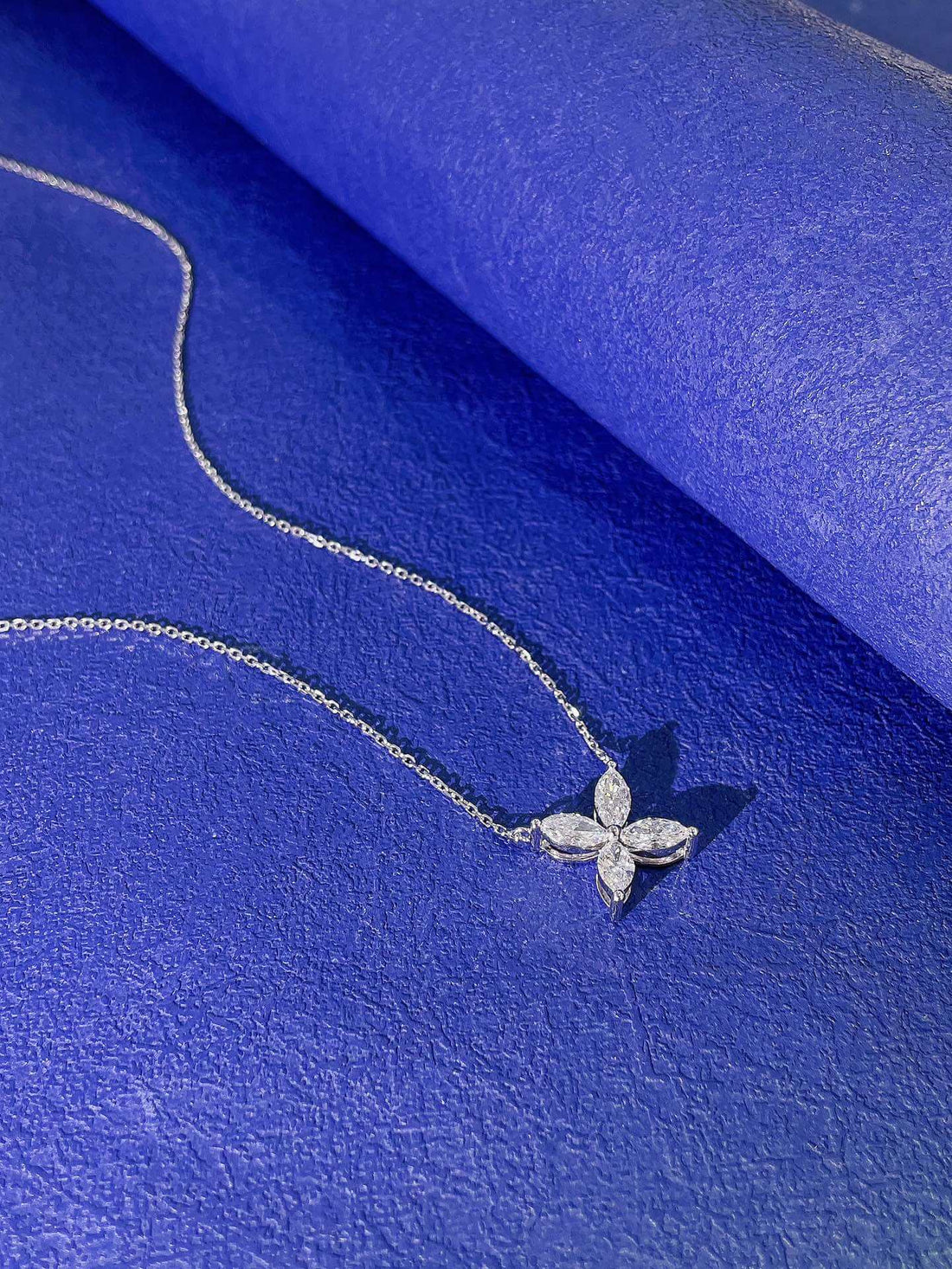 Marquise cut four-leaf clover diamond pendant necklace