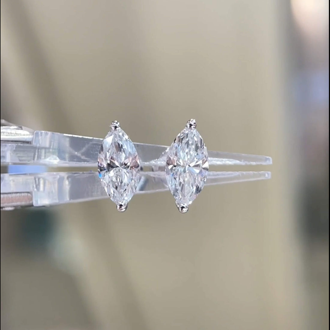 Marquise cut lab grown diamond earrings stud