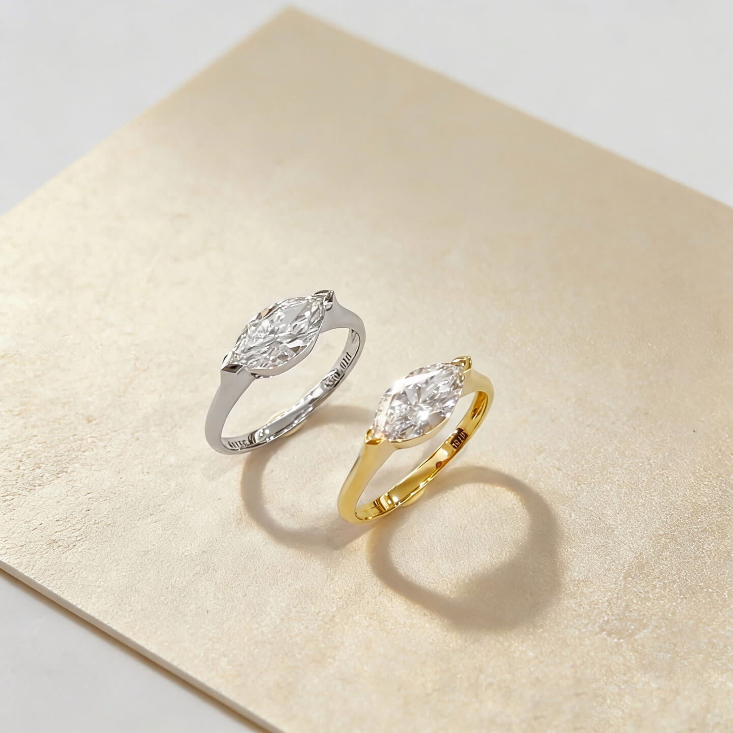 Marquise cut lab grown diamond engagement ring
