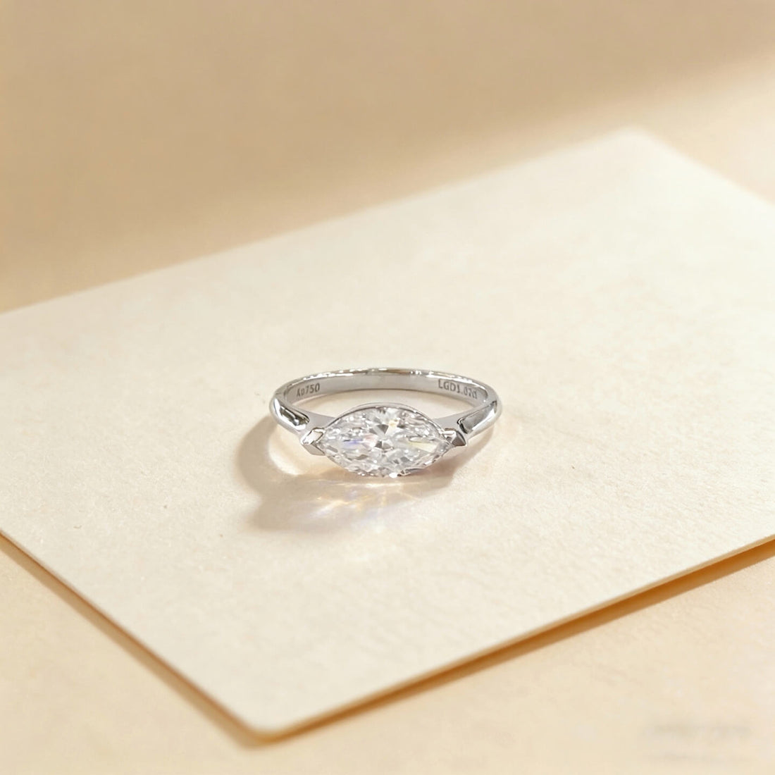 Marquise cut lab grown diamond engagement ring