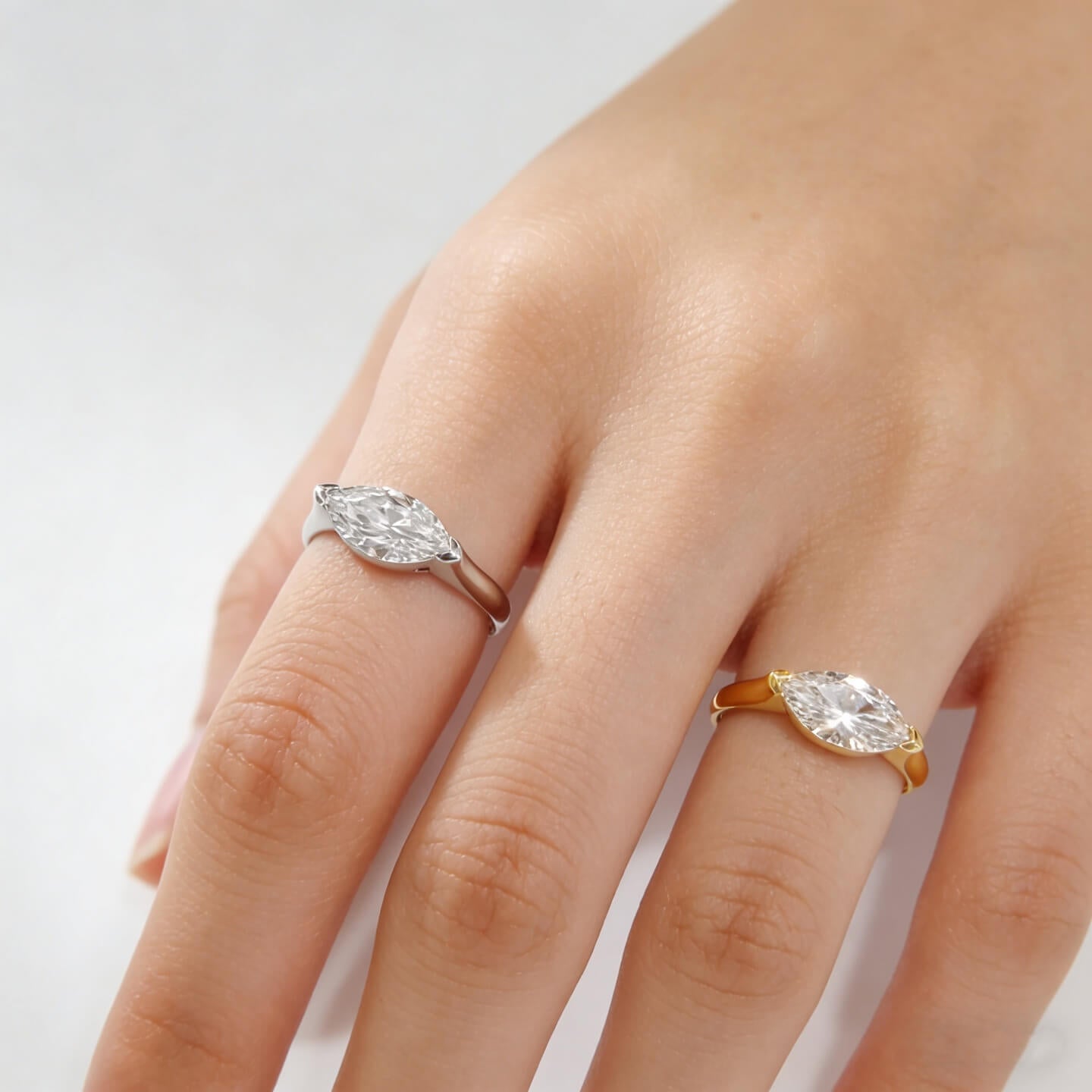 Marquise cut lab grown diamond engagement ring