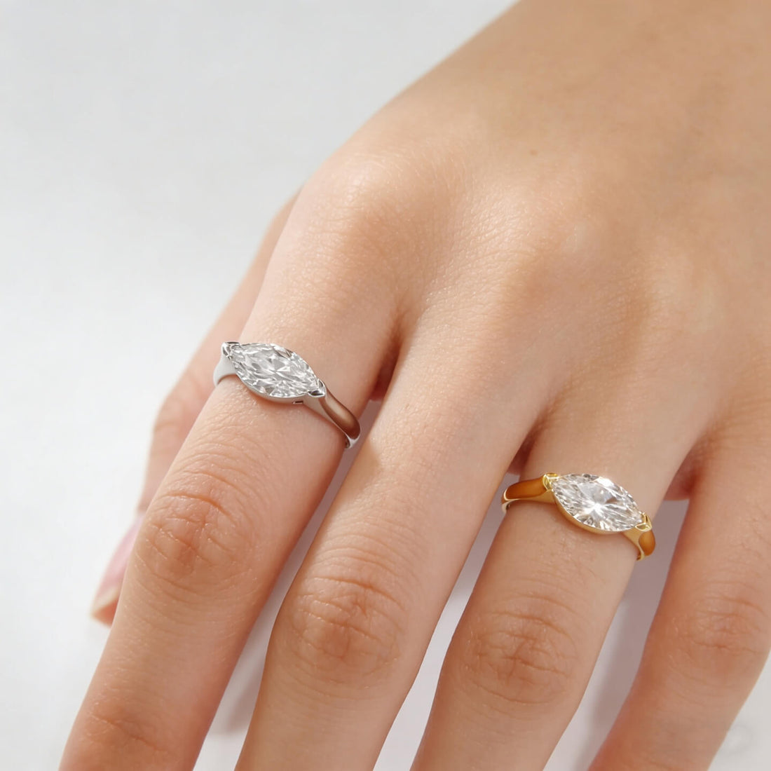Marquise cut lab grown diamond engagement ring