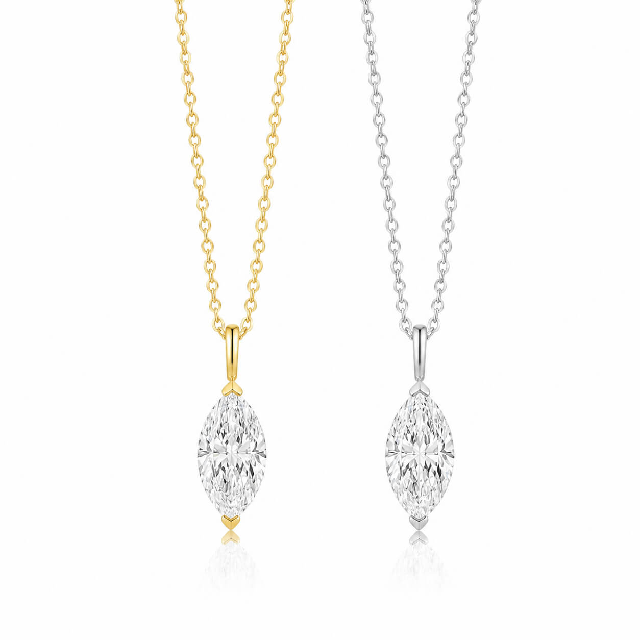 Marquise cut lab grown diamond pendant necklace