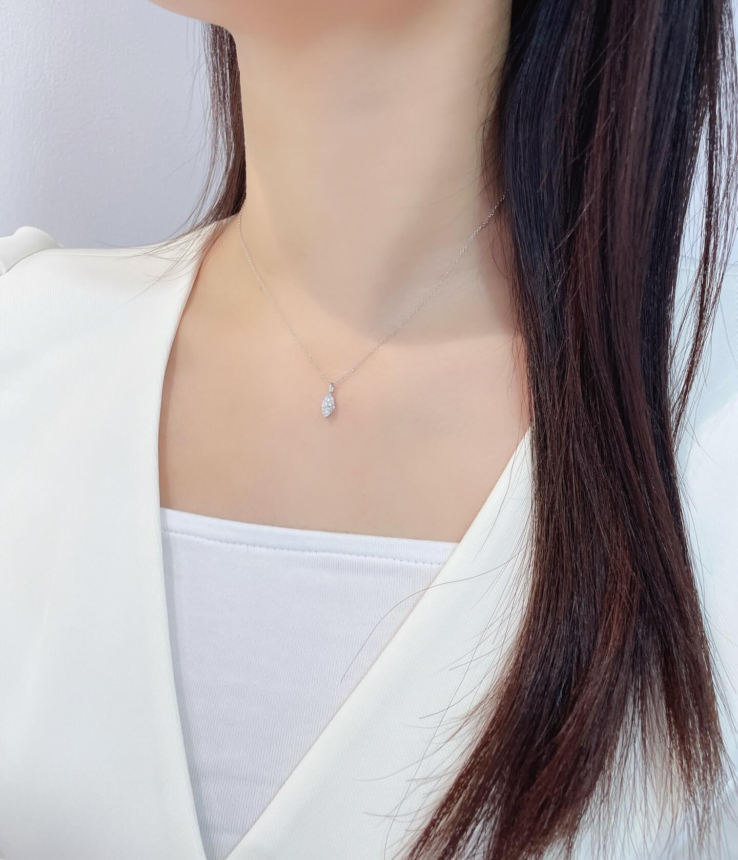 Marquise cut lab grown diamond pendant necklace