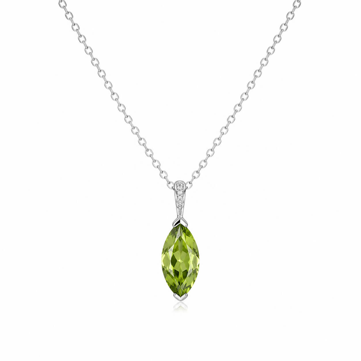 Marquise cut lab grown green diamond pendant necklace