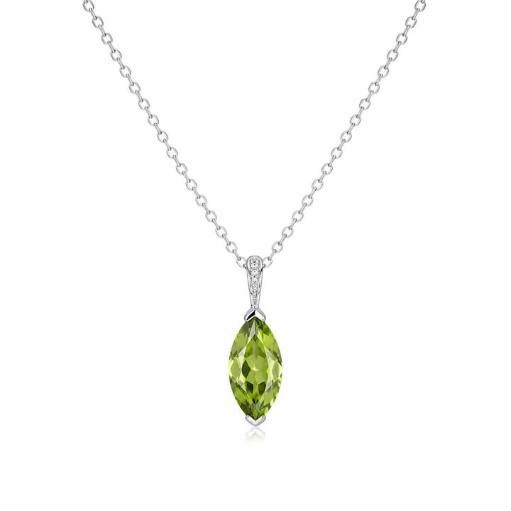 Marquise cut lab grown green diamond pendant necklace