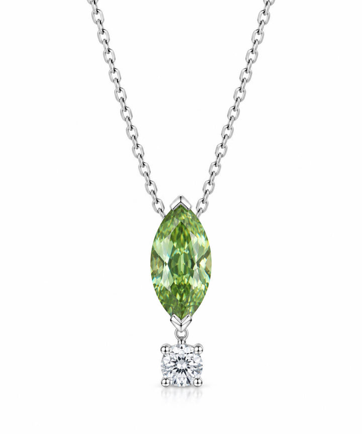 Marquise cut lab grown green diamond pendant necklace