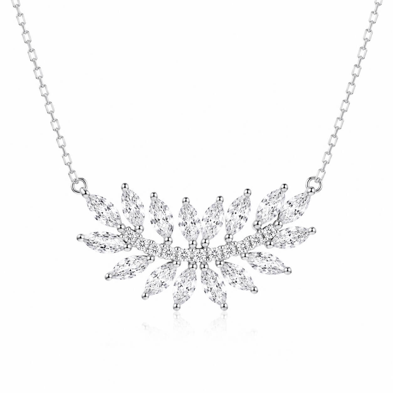 Marquise cut leaf diamond pendant necklace