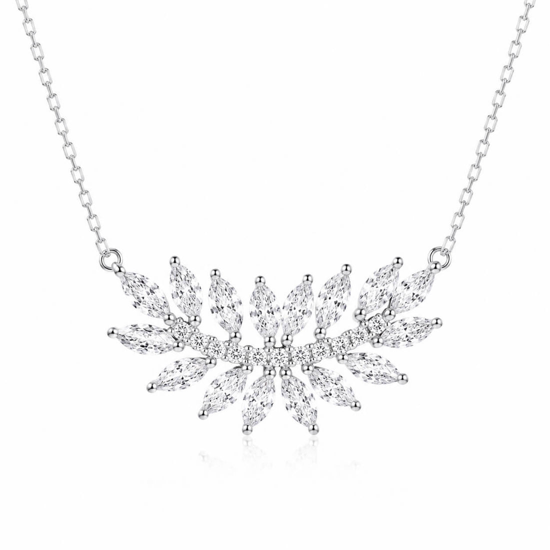 Marquise cut leaf diamond pendant necklace