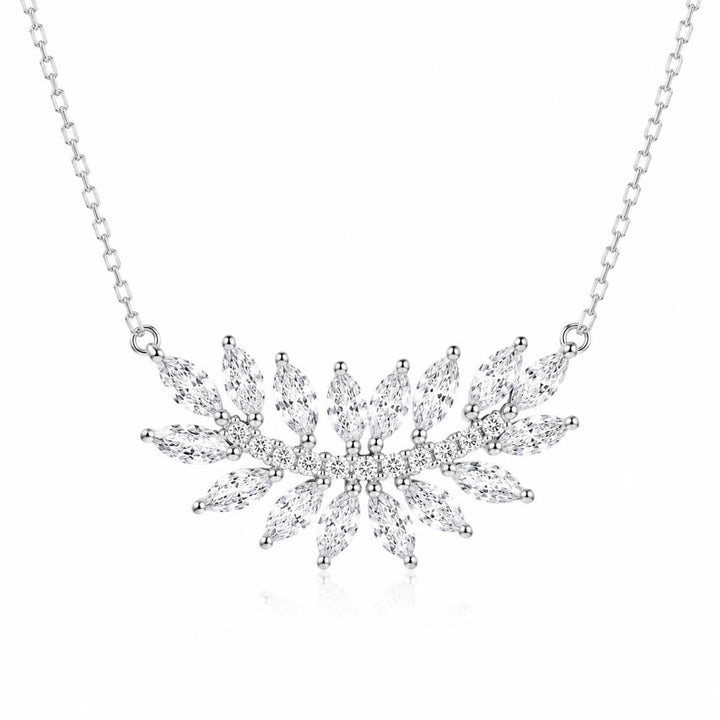 Marquise cut leaf diamond pendant necklace