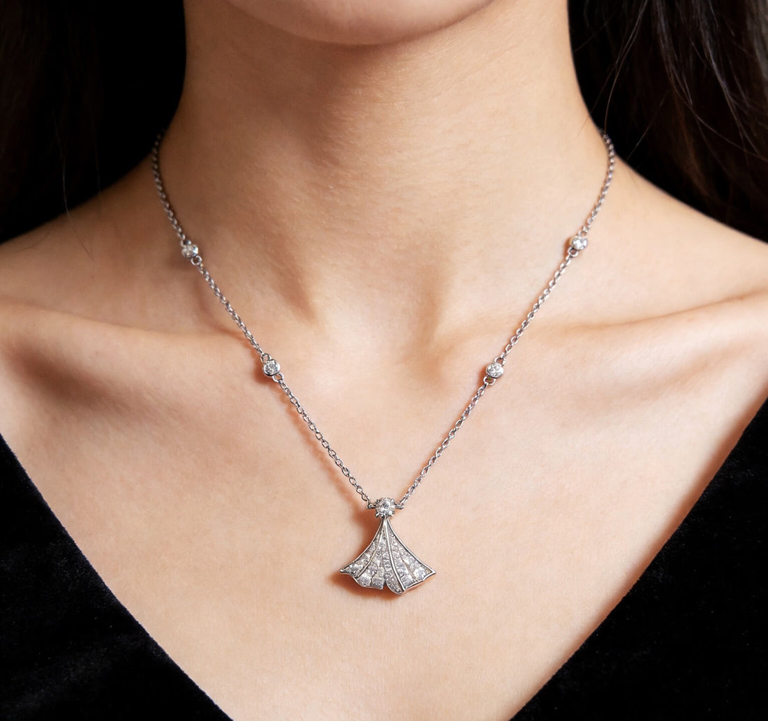 Mermaid tail lab grown diamond pendant necklace