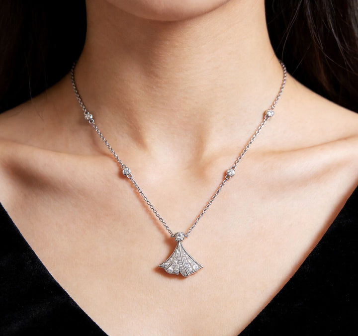 Mermaid tail lab grown diamond pendant necklace