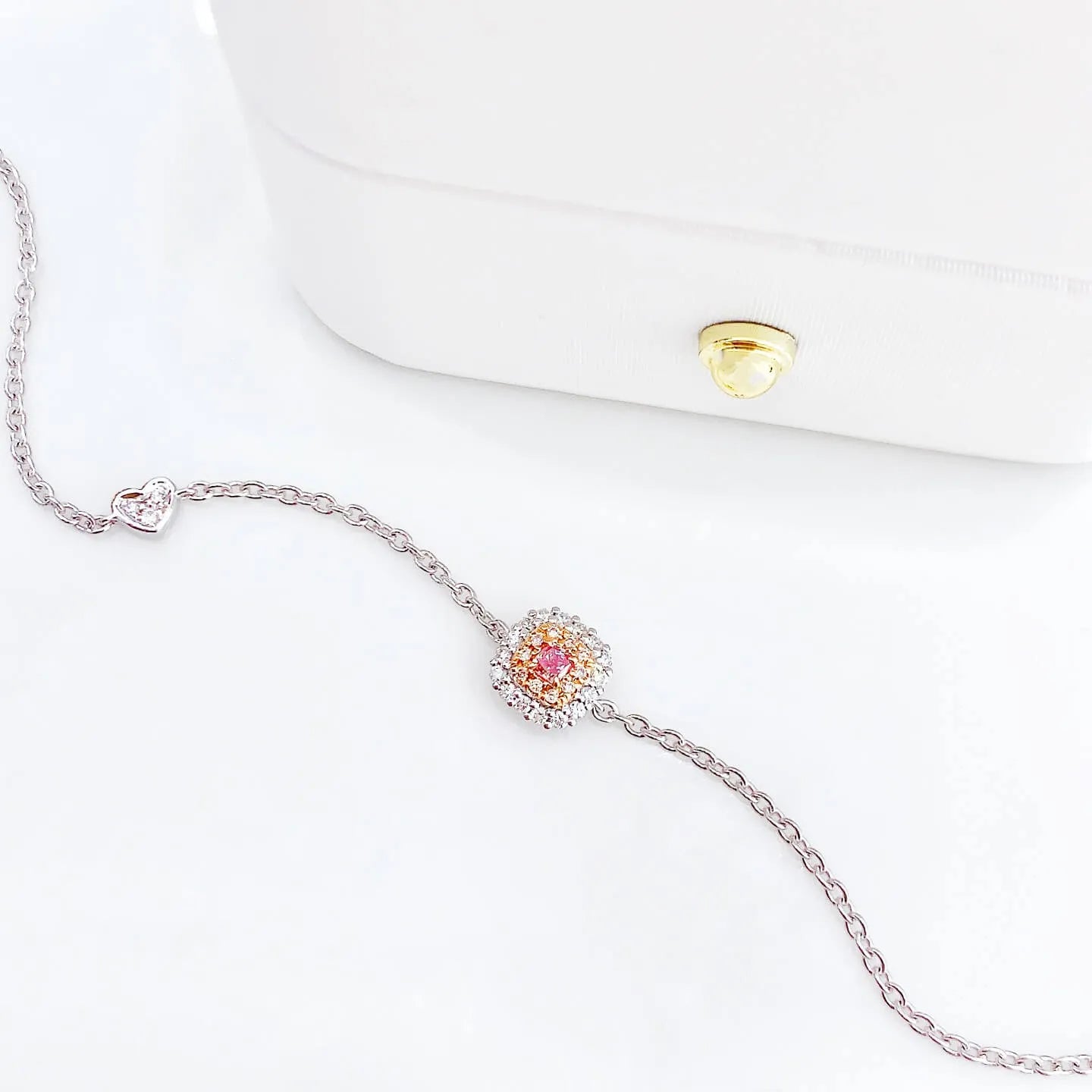 Cushion cut lab grown pink diamond bracelet