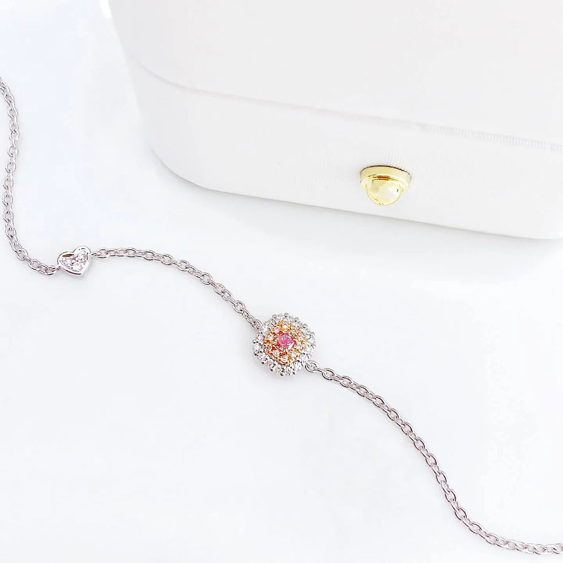 Cushion cut lab grown pink diamond bracelet