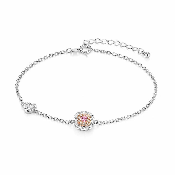 Cushion cut lab grown pink diamond bracelet