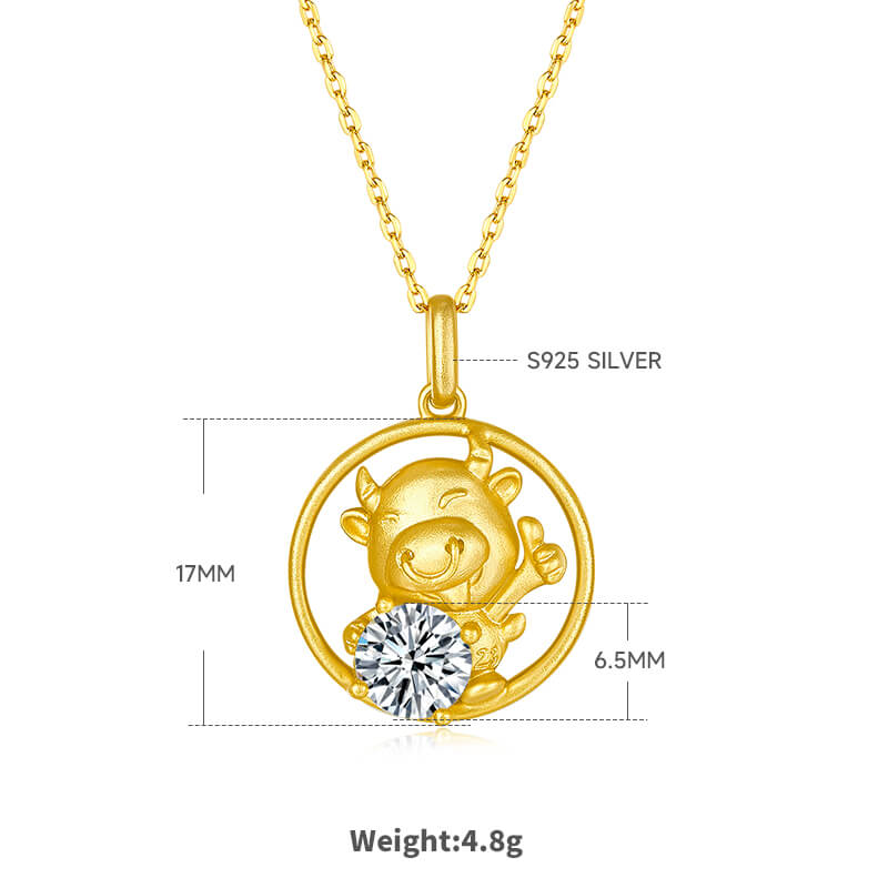 Ox of the Chinese Zodiac Moissanite pendant necklace