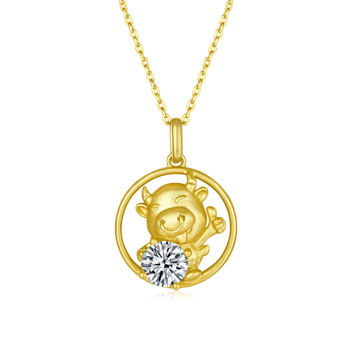 Ox of the Chinese Zodiac Moissanite pendant necklace