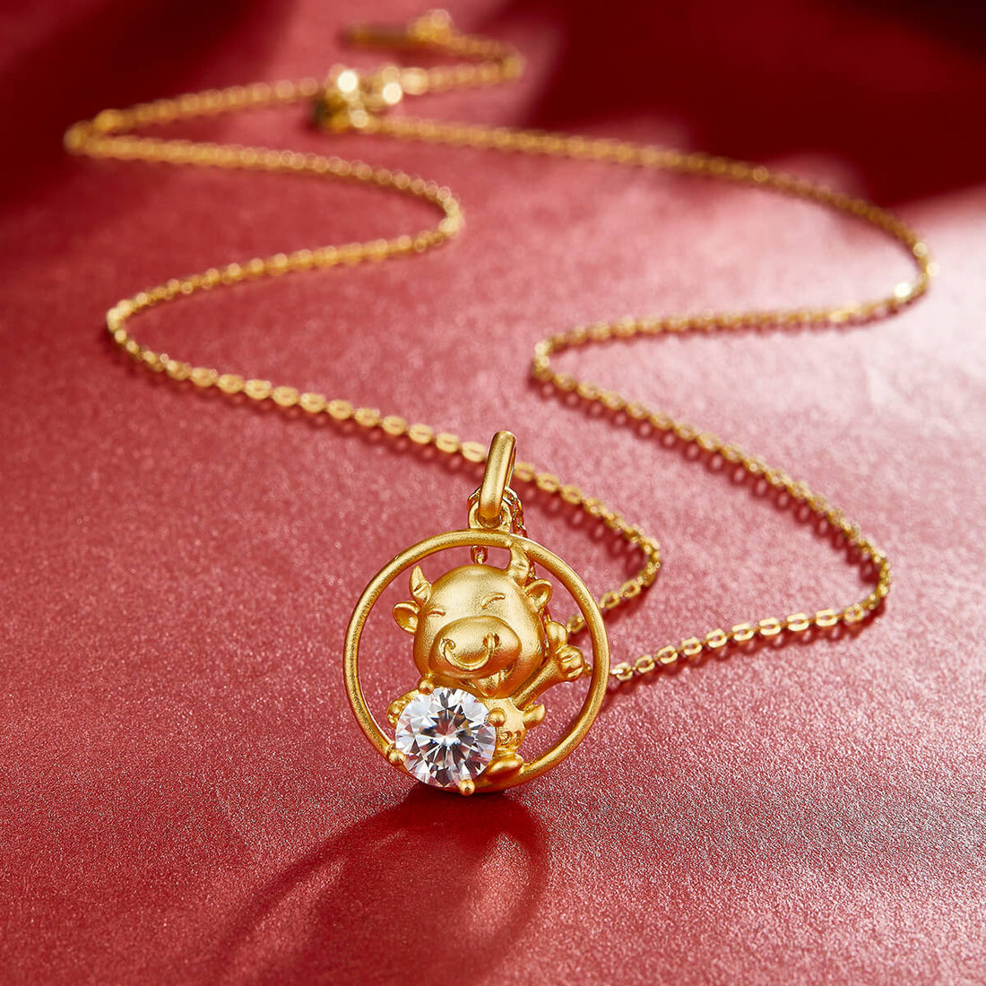 Ox of the Chinese Zodiac Moissanite pendant necklace
