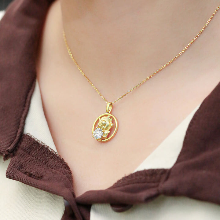 Ox of the Chinese Zodiac Moissanite pendant necklace