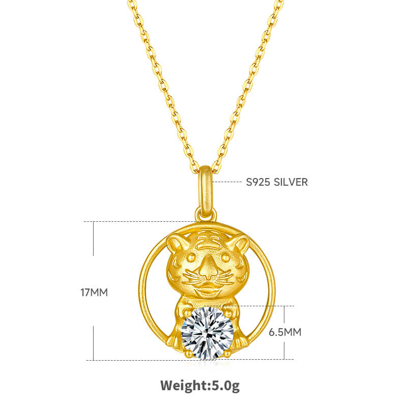 Tiger of the Chinese Zodiac Moissanite pendant necklace