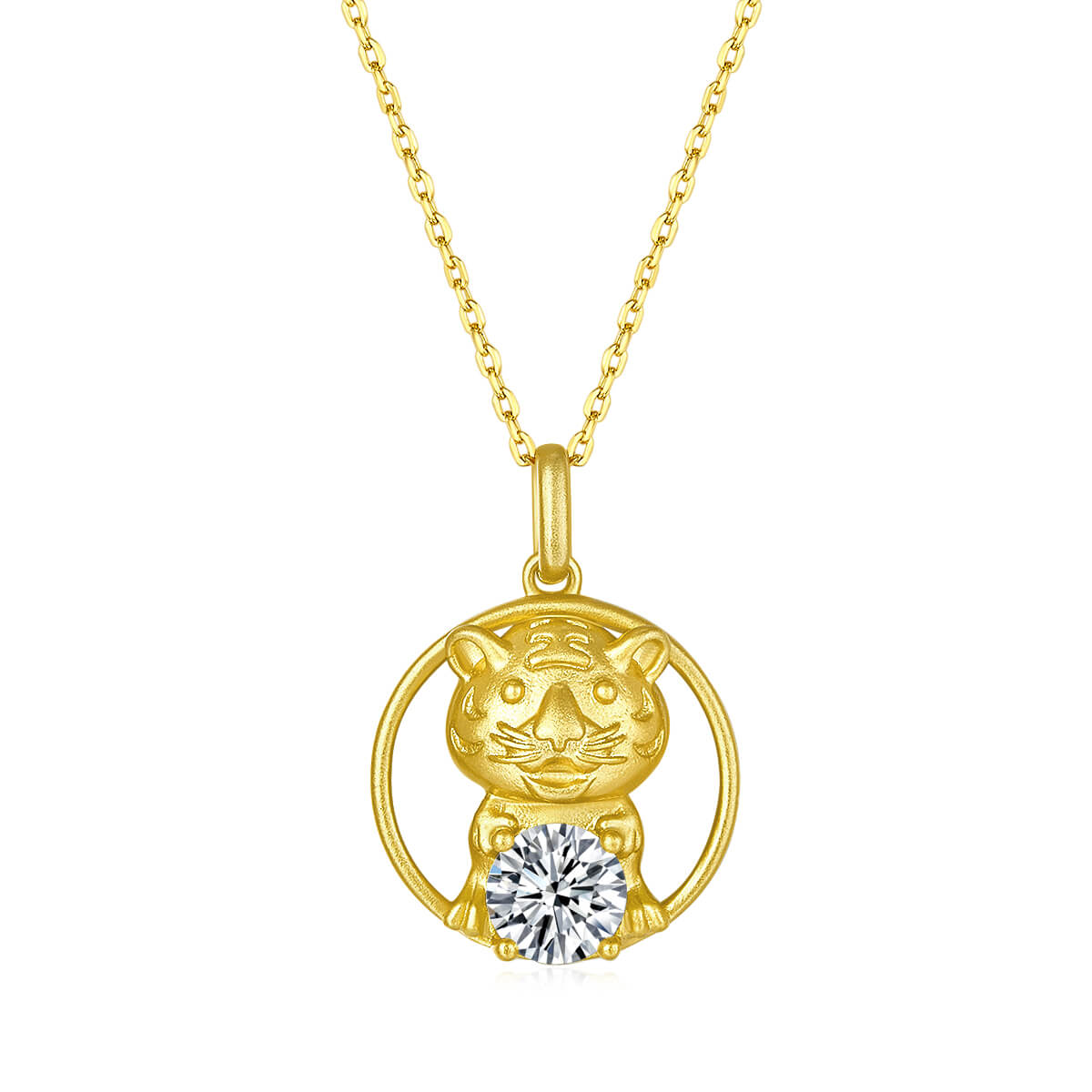 Tiger of the Chinese Zodiac Moissanite pendant necklace