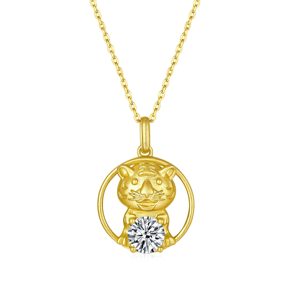 Tiger of the Chinese Zodiac Moissanite pendant necklace