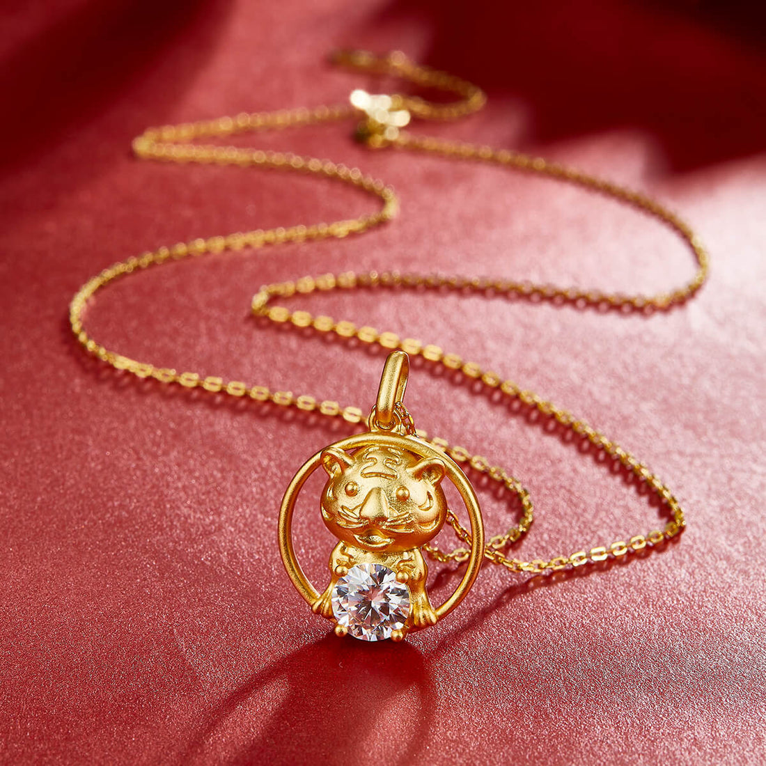 Tiger of the Chinese Zodiac Moissanite pendant necklace