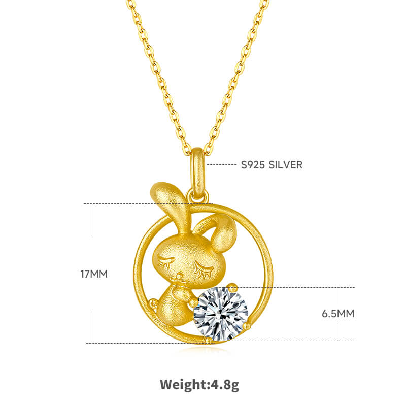 Rabbit of the Chinese Zodiac Moissanite pendant necklace